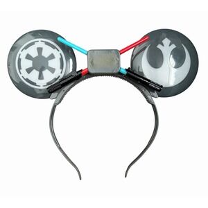 Disney Parks Star Wars Light Up Mickey Mouse Ears Headband Lightsaber Works